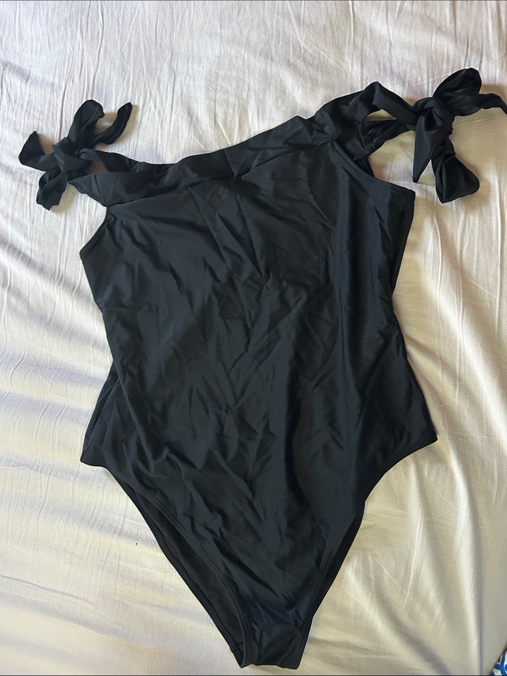 Unique Vintage Black One-Shoulder Swim Top